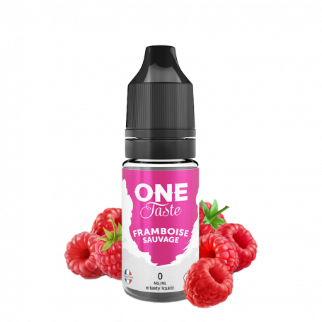 E-Liquide Framboise Sauvage de chez E.Tasty flacon en 10ml au milieu avec un visuel de plusieurs framboise en bas autour