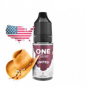 E-Liquide United E.Tasty avec la carte des états-unis et un chapeau de coboye