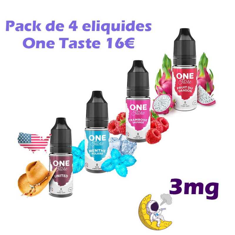 Pack de 4 eliquide Frais et Fruitée 3 mg One Taste classique mentholé fruité ismoke31